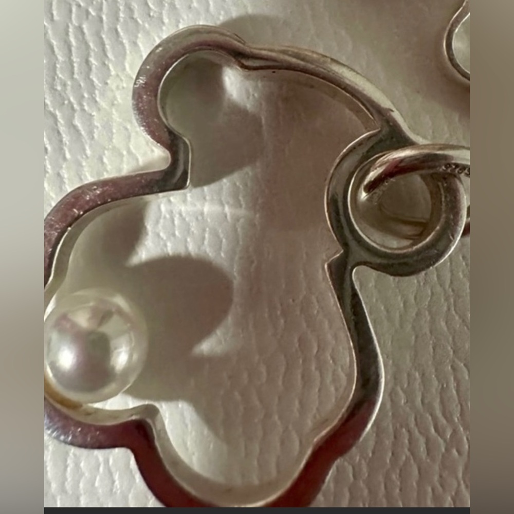 🌷🌷Tous  silueta pearl bear  set  pendat  and  earring( size M) heavy pendat